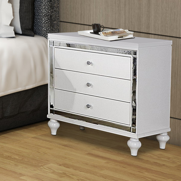 BM174456 Wooden Night Stand With 3 Drawers In White