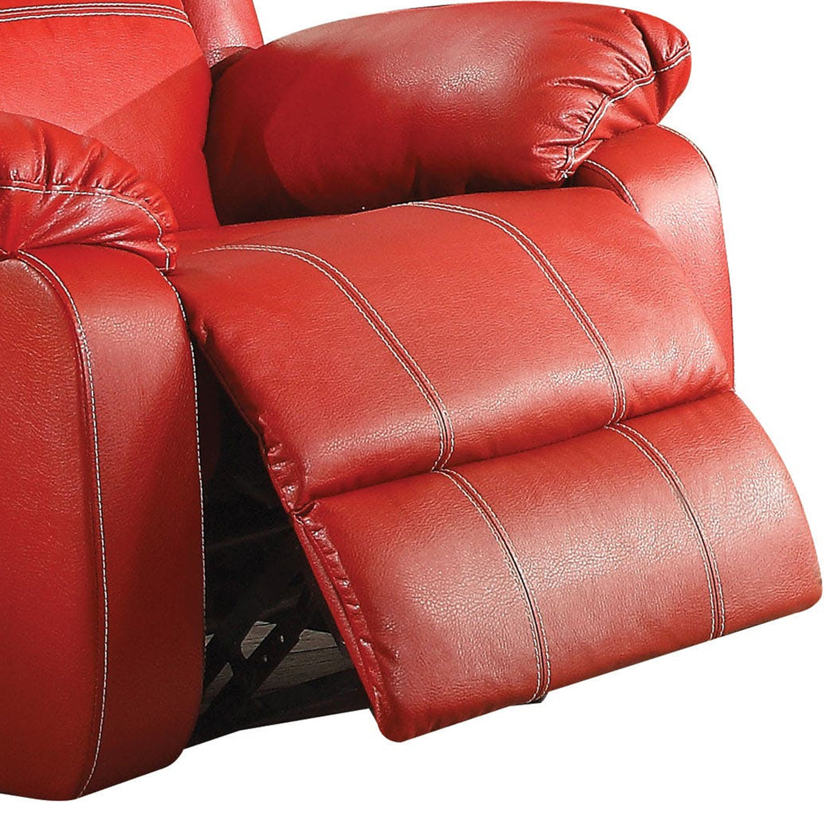 40 Inch Metal Rocker Recliner Chair, Contoured Seat, Red  - BM177635