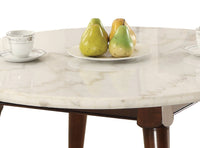 Wood Base Coffee Table with Marble Top, Walnut Brown  - BM177672