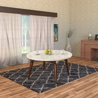 Wood Base Coffee Table with Marble Top, Walnut Brown  - BM177672