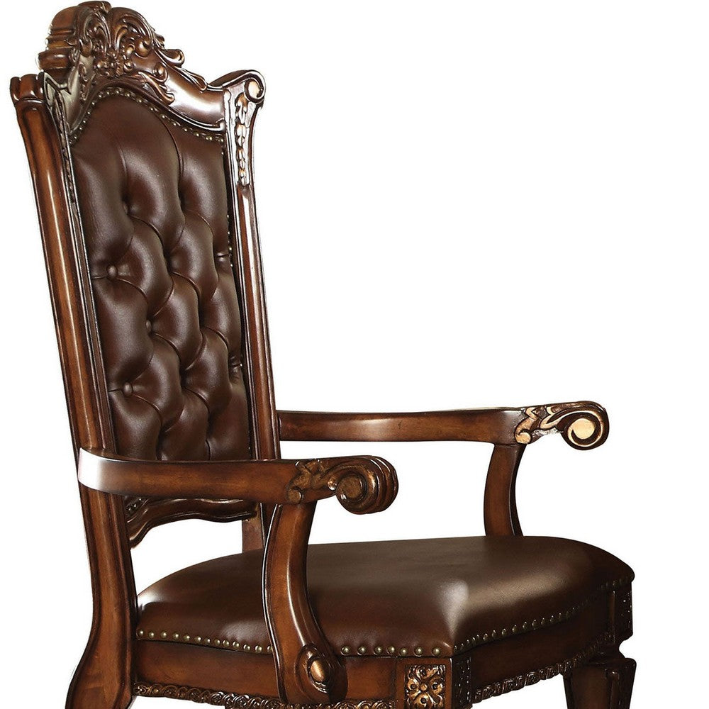 Leather Upholstered Arm Chair in Cherry Brown  - BM177715