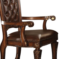 Leather Upholstered Arm Chair in Cherry Brown  - BM177715