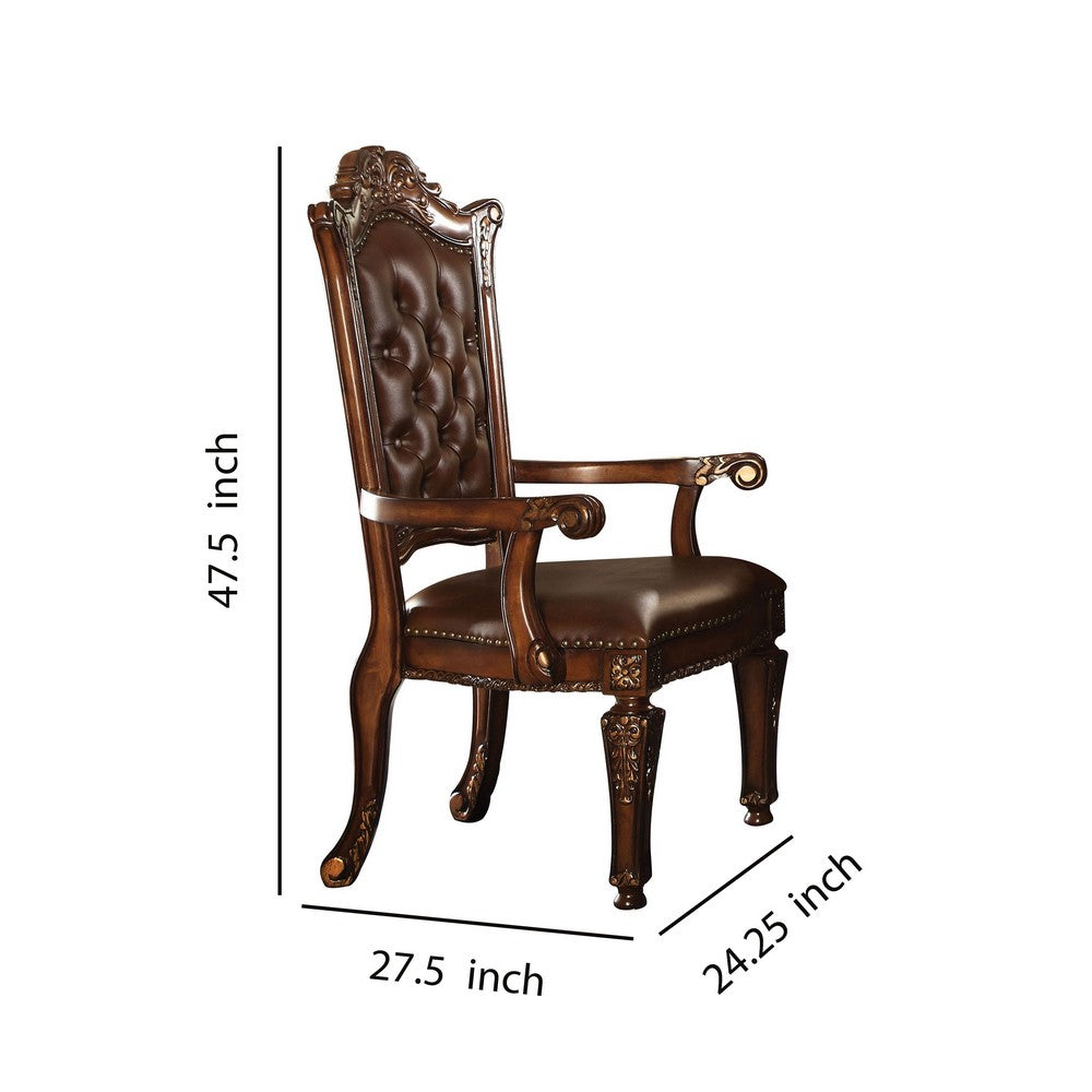 Leather Upholstered Arm Chair in Cherry Brown  - BM177715