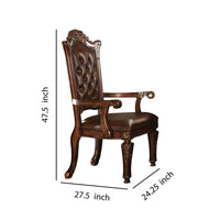 Leather Upholstered Arm Chair in Cherry Brown  - BM177715