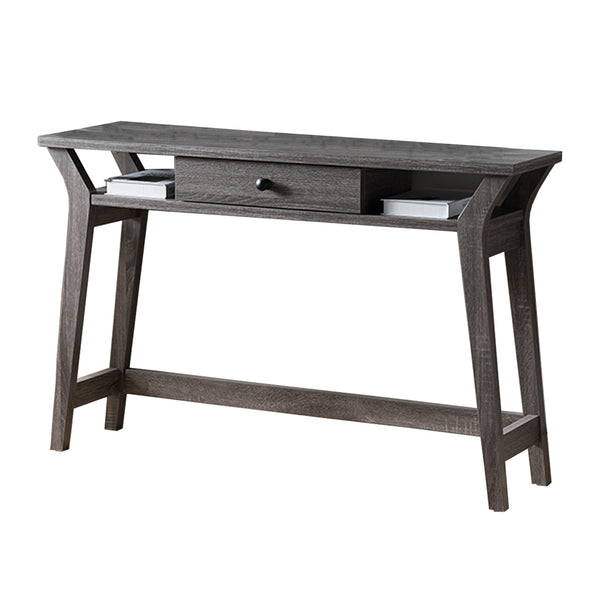 Wooden Desk With Drawer And Shelves, Distressed Gray - BM179620