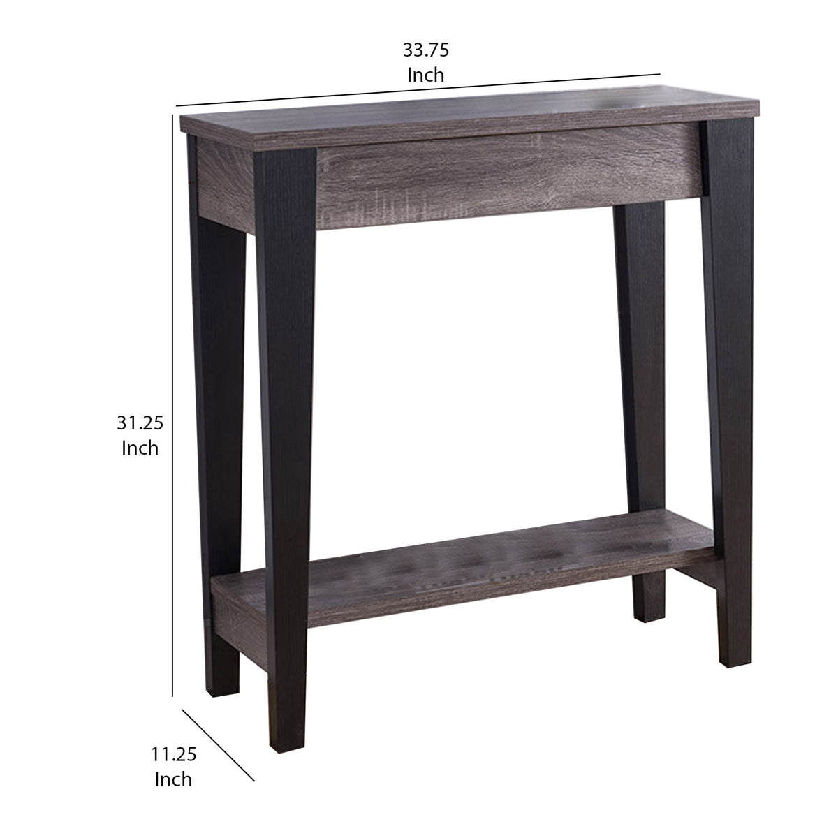 Wooden Console Table With Bottom Shelf, Black And Gray - BM179698