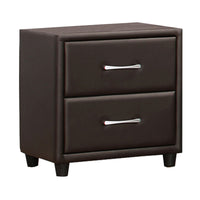 2 Drawer Night Stand In Wood And PVC, Black - BM179894