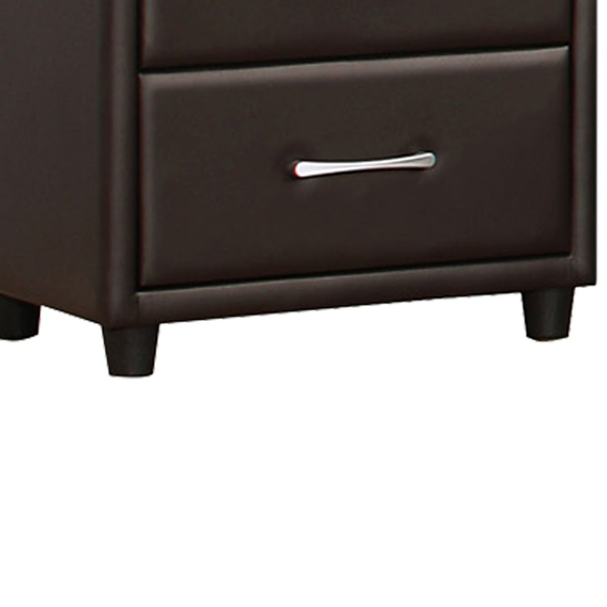 2 Drawer Night Stand In Wood And PVC, Black - BM179894