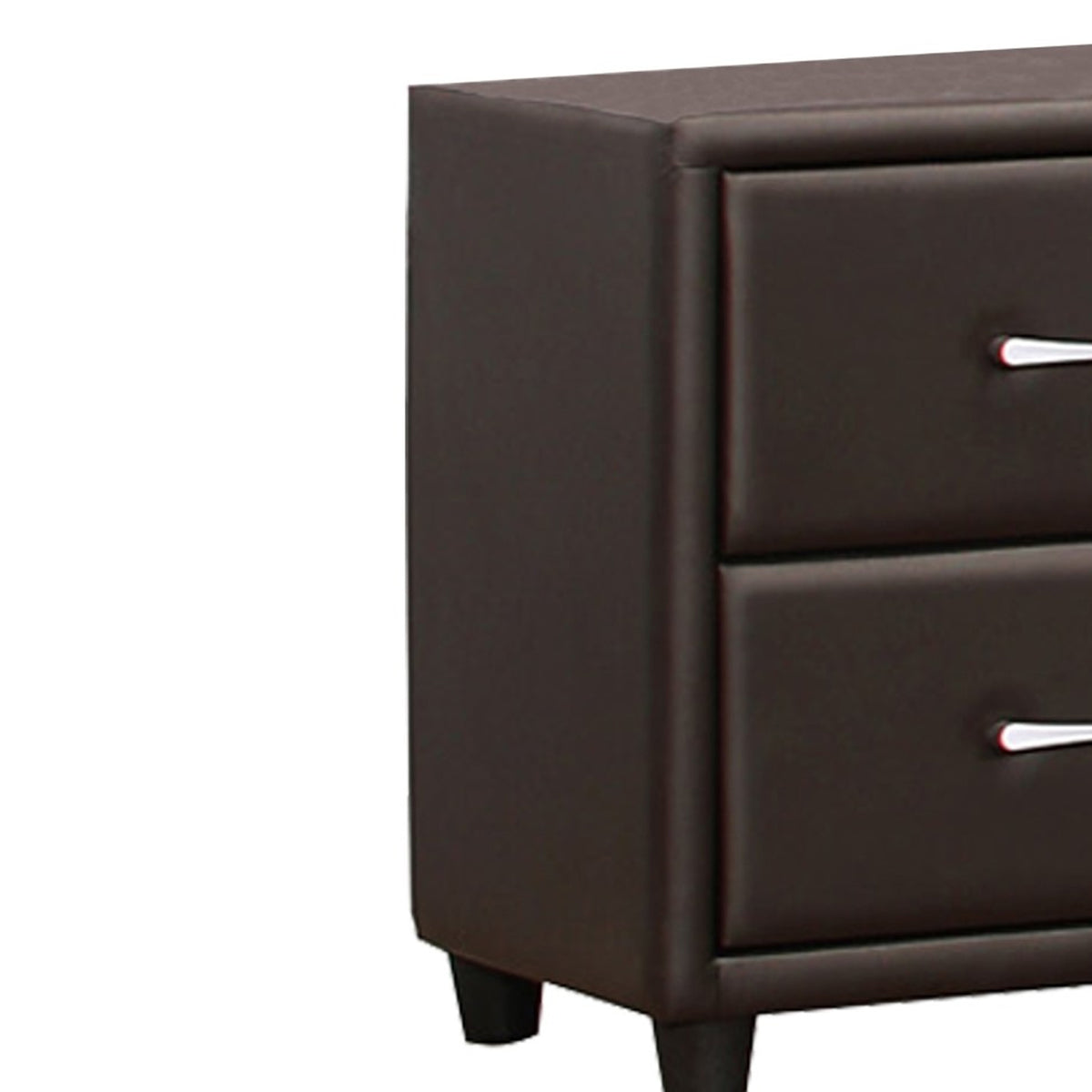 2 Drawer Night Stand In Wood And PVC, Black - BM179894