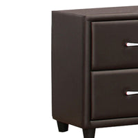 2 Drawer Night Stand In Wood And PVC, Black - BM179894