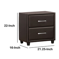 2 Drawer Night Stand In Wood And PVC, Black - BM179894