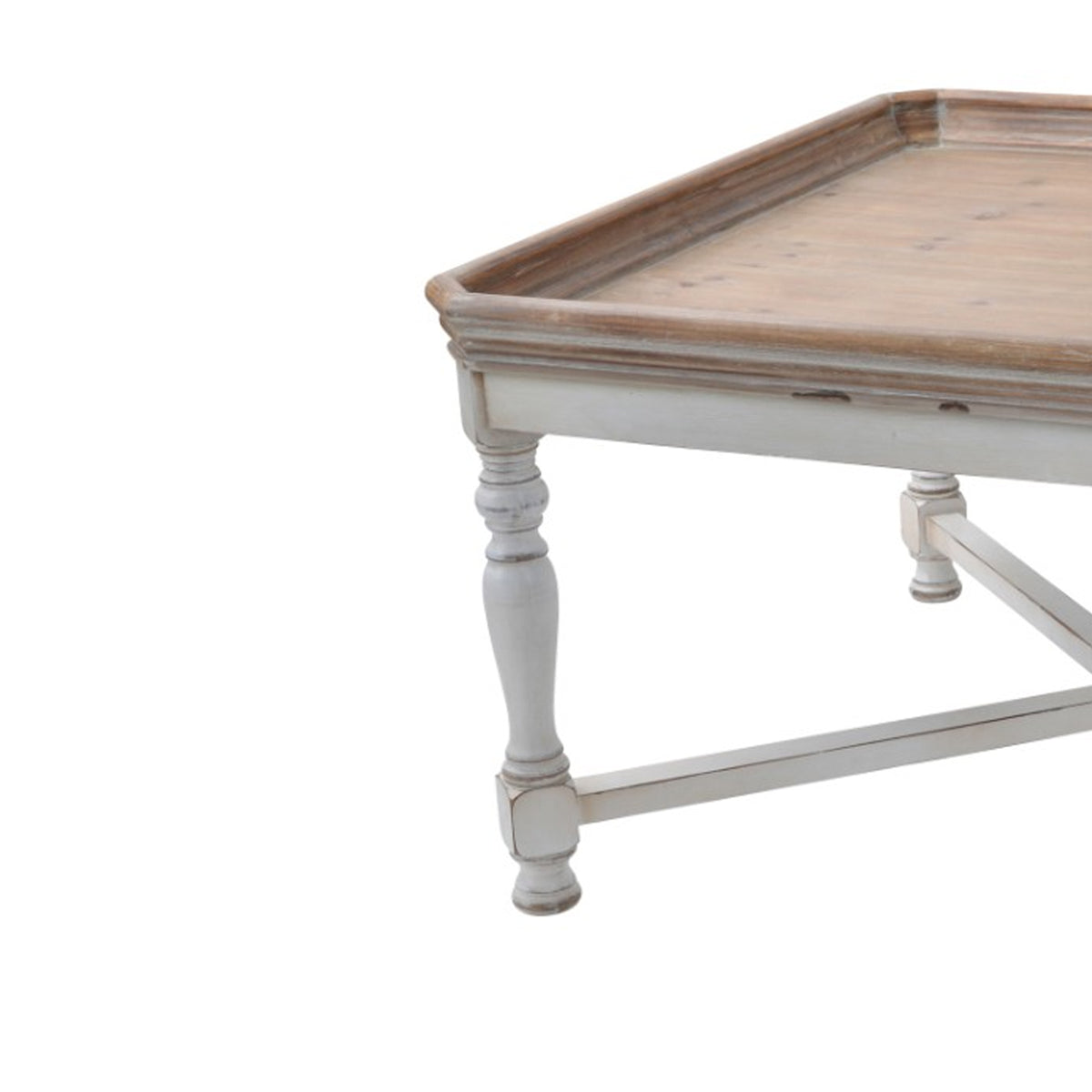 Square Shaped Wooden Coffee Table With Beveled Edges, Brown & Gray - BM180931