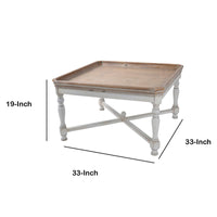 Square Shaped Wooden Coffee Table With Beveled Edges, Brown & Gray - BM180931