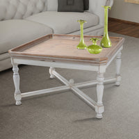 Square Shaped Wooden Coffee Table With Beveled Edges, Brown & Gray - BM180931