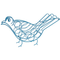 35 Inch 5 Bottle Metal Wine Holder, Bird Shape, Blue - BM181014