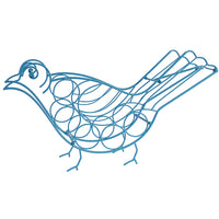 35 Inch 5 Bottle Metal Wine Holder, Bird Shape, Blue - BM181014
