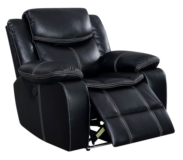Leatherette Power Recliner With Cup Holders & Storage, Black