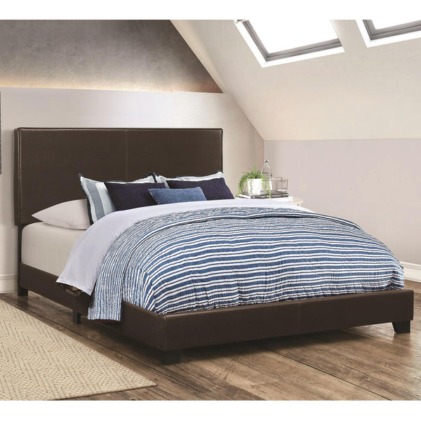 Leather Upholstered Full Size Platform Bed, Brown - BM182791