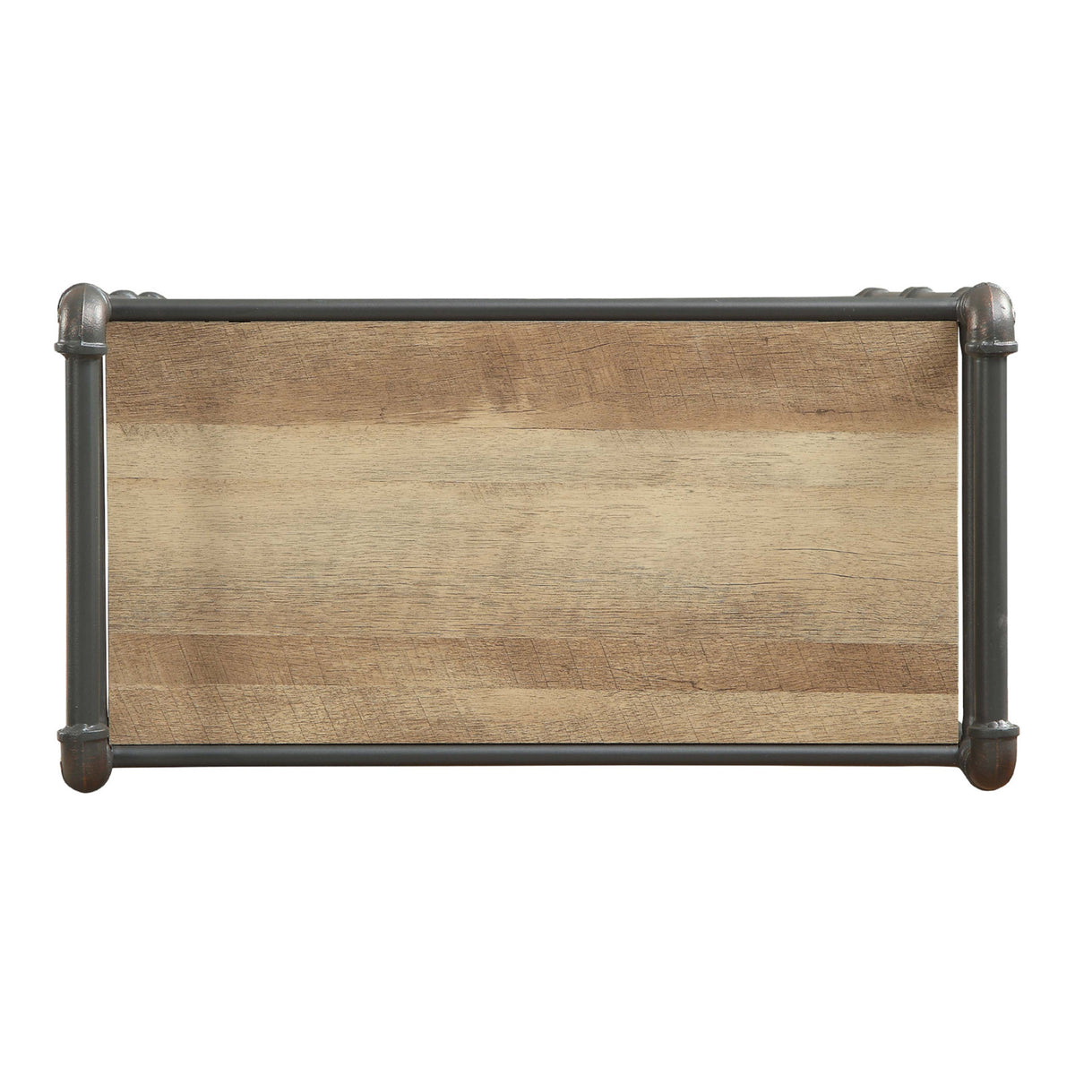 Three-Tier Metal Bookshelf With Wooden Shelves, Oak Brown & Gray