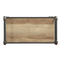 Three-Tier Metal Bookshelf With Wooden Shelves, Oak Brown & Gray