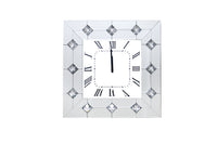 Mirrored Wall Clock with Faux Rhinestones Inlay, White - BM184773