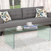Contemporary Style Minimal Clear Glass Coffee Table, Clear - BM184941