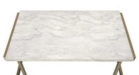Faux Marble Top Coffee Table With Metal Base, White And Gold - BM185797