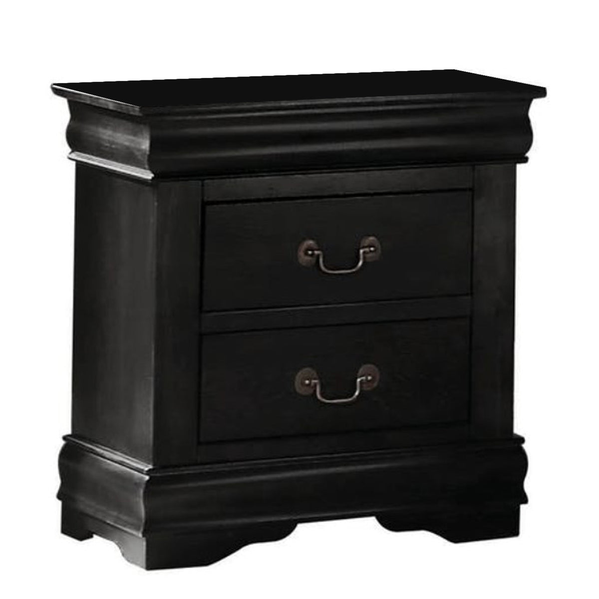 Wooden Nightstand with Two Drawers, Black - BM185915
