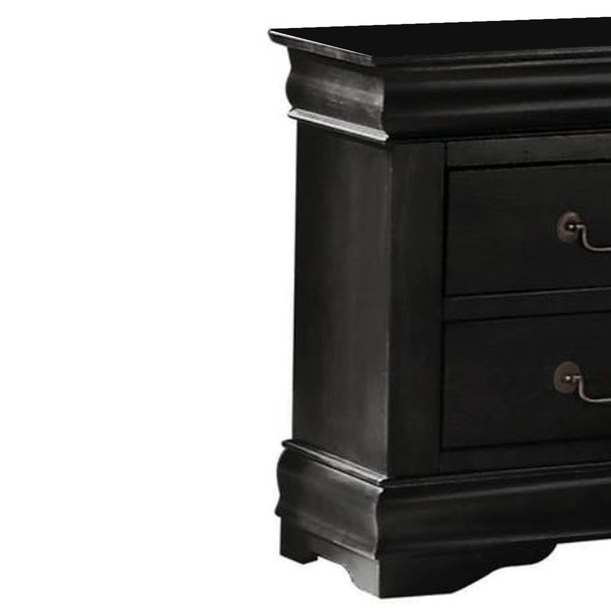 Wooden Nightstand with Two Drawers, Black - BM185915