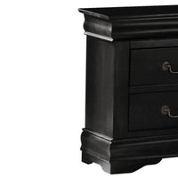 Wooden Nightstand with Two Drawers, Black - BM185915