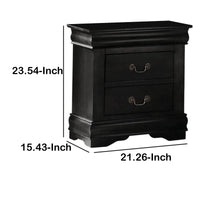 Wooden Nightstand with Two Drawers, Black - BM185915