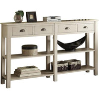35 Inch Wooden Console Table with 4 Drawers and 2 Shelves, Cream - BM186297