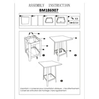 Transitional Square Shaped Wooden Bar Table With Metal Base, Black and Brown