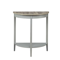 28 Inch Wooden Half Moon Console Table with Bottom Shelf, Gray - BM191264