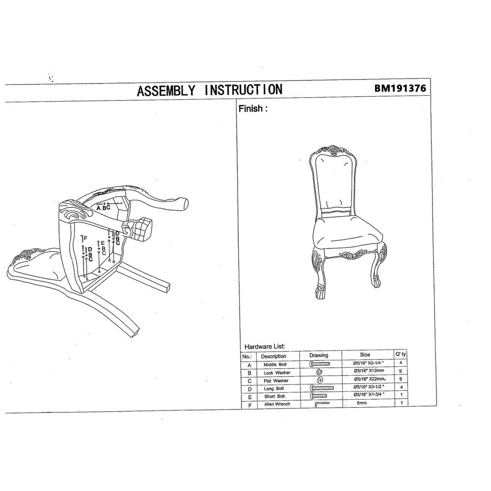 Dining Side Chair, Claw Legs and Leatherette Seat, Brown, Set of 2 - BM191376