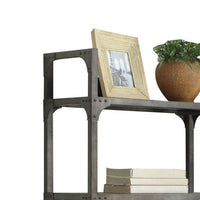 65 Inch 4 Tier Industrial Metal Bookshelf with Rivets, Gray - BM191428