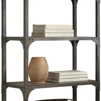 65 Inch 4 Tier Industrial Metal Bookshelf with Rivets, Gray - BM191428