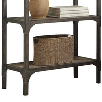 65 Inch 4 Tier Industrial Metal Bookshelf with Rivets, Gray - BM191428
