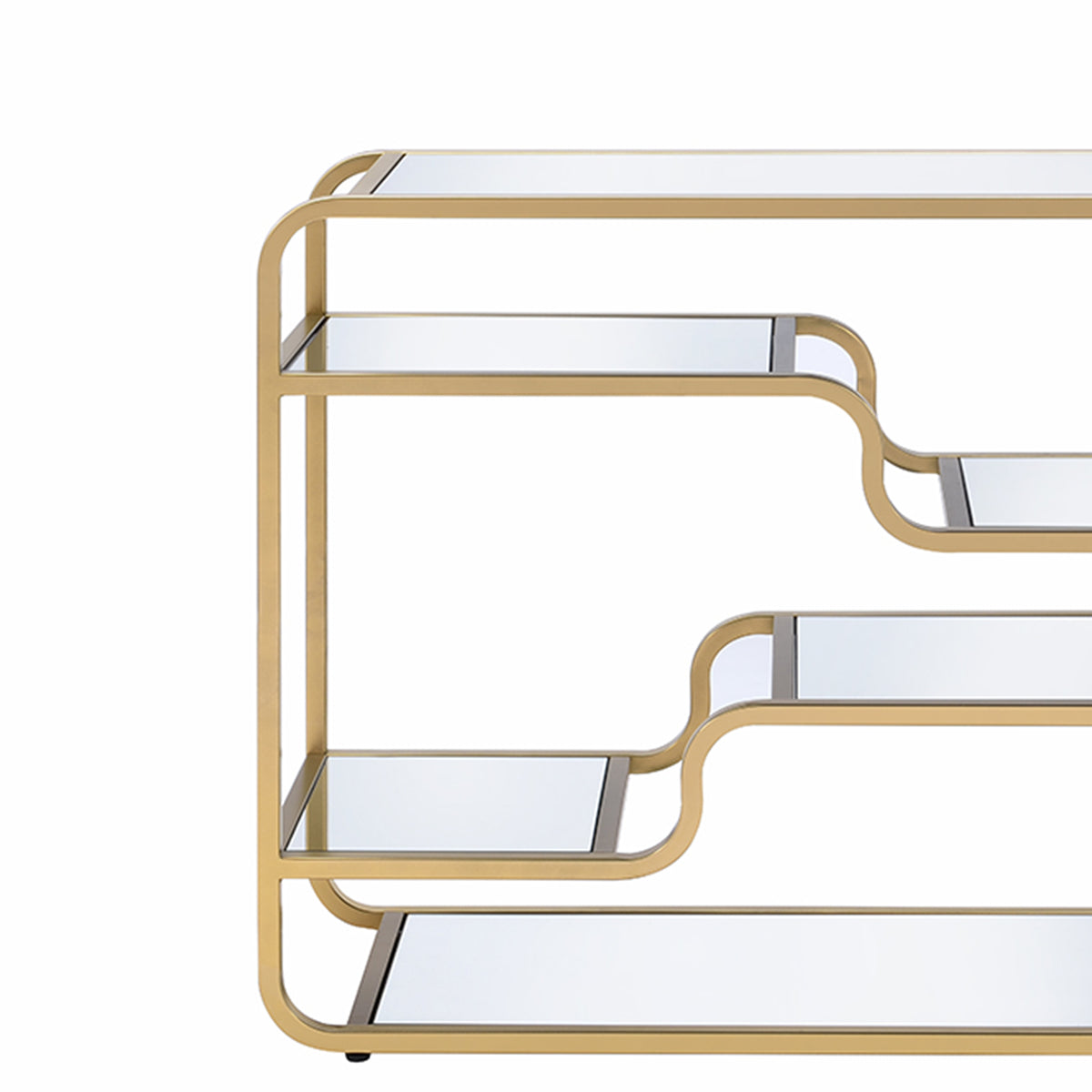 31 Inch Metal Frame Mirrored Sofa Table, Gold and Silver - BM193832