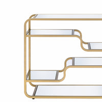 31 Inch Metal Frame Mirrored Sofa Table, Gold and Silver - BM193832