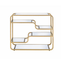 31 Inch Metal Frame Mirrored Sofa Table, Gold and Silver - BM193832