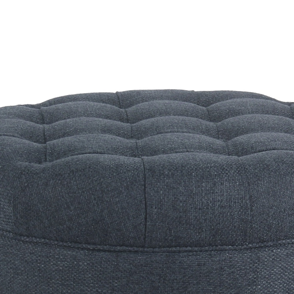 BM194138 - Fabric Upholstered Wooden Ottoman with Tufted Lift Off Lid Storage, Navy Blue