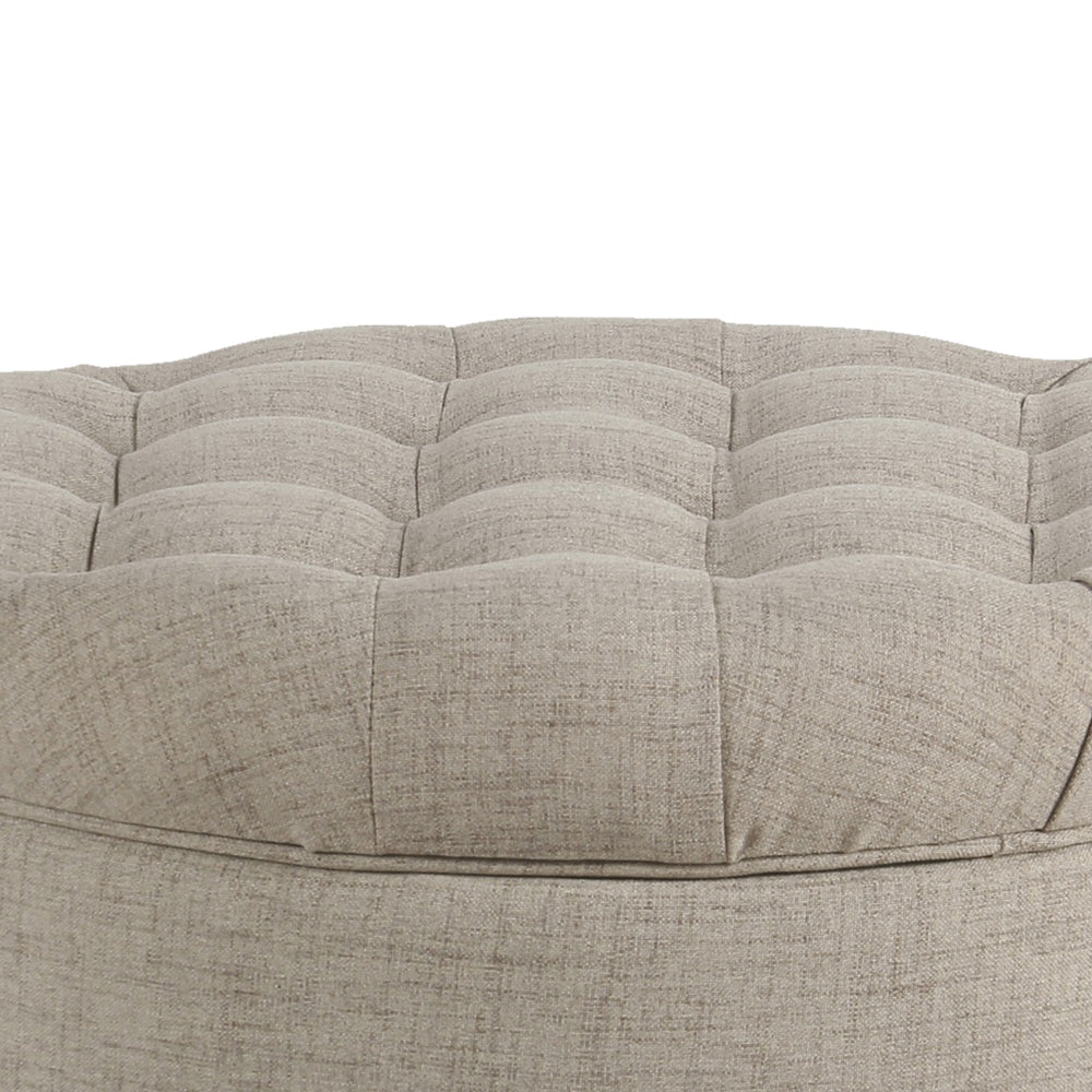 BM194141 - Fabric Upholstered Wooden Ottoman with Tufted Lift Off Lid Storage, Beige