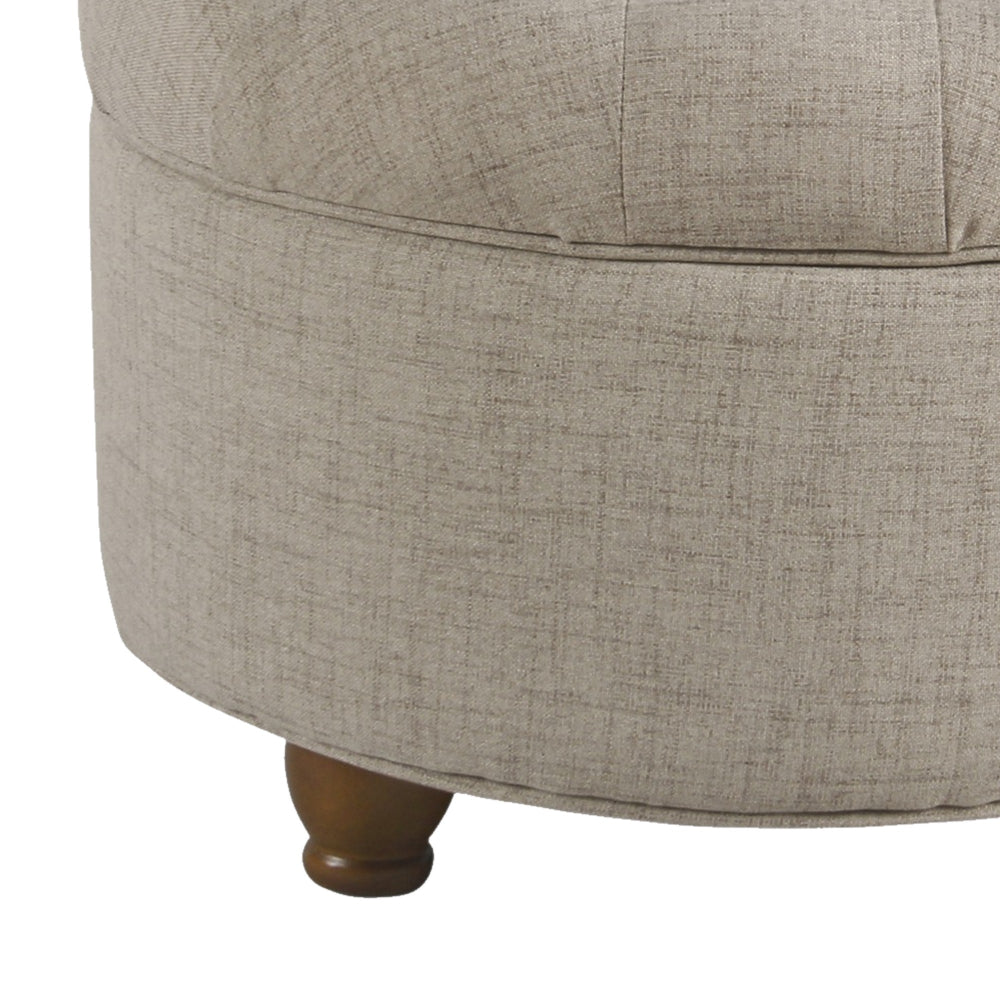 BM194141 - Fabric Upholstered Wooden Ottoman with Tufted Lift Off Lid Storage, Beige