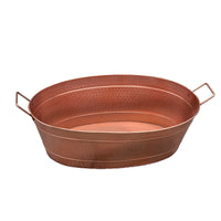 Oval Shape Hammered texture Metal Tub with 2 Side Handles, Copper - BM195214