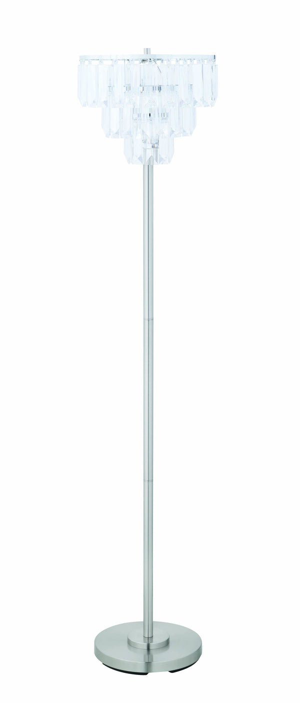 Crystal Accented Tiered Floor Lamp with Metal Base, Silver  - BM196754