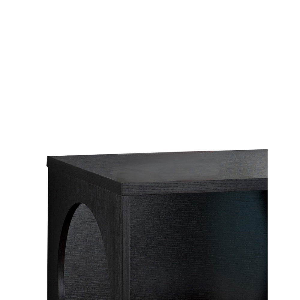 Wooden Pet End Table with Flat Base and Cutout Design on Sides, Black - BM200659