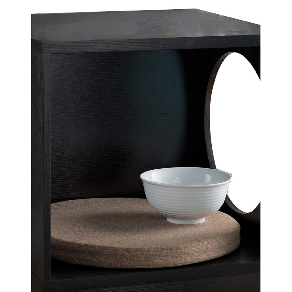 Wooden Pet End Table with Flat Base and Cutout Design on Sides, Black - BM200659
