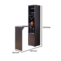 Wooden Wine Cabinet with Spacious Storage and Bar Table, Red Cocoa Brown - BM200684