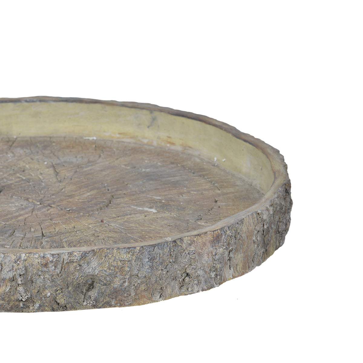 Decorative Cemented Log Plate with Distressed Details, Gray - BM200905